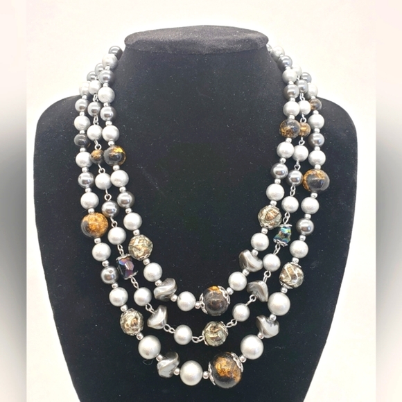Vintage Silver Three Strand Necklace - Picture 2 of 4